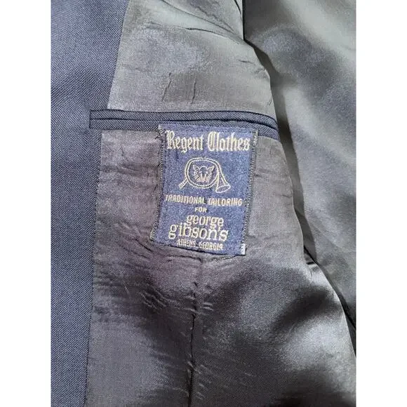 Vintage Regent Clothes Navy Hopsack Blazer for George Gibson's 44R - Picture 3 of 7